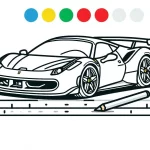 coloriage Ferrari à imprimer pour enfant de 6 ans