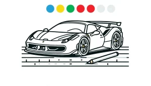 coloriage Ferrari à imprimer pour enfant de 6 ans