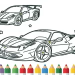 image de coloriage Ferrari pour enfant