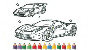 image de coloriage Ferrari pour enfant