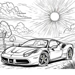 image de coloriage Ferrari pour enfant