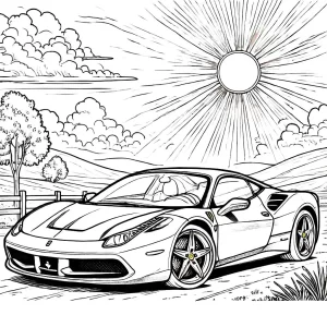 image de coloriage Ferrari pour enfant