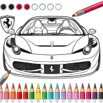 coloriage Ferrari pour enfant de 8 ans