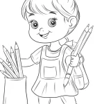coloriage Fournitures Scolaires pour enfant de 3 ans