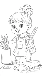 coloriage Fournitures Scolaires pour enfant de 3 ans