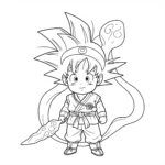 coloriage Goku Enfant avec Nimbes d