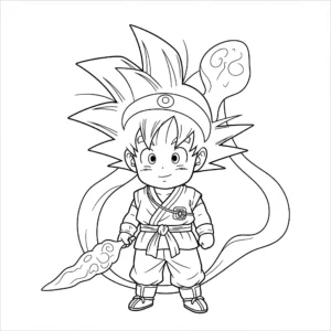 coloriage Goku Enfant avec Nimbes d