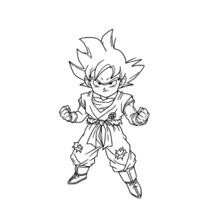 coloriage Goku en mode Super Saiyan à imprimer kawaii