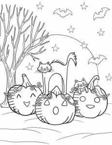 coloriage Halloween à imprimer pour enfant de 9 ans