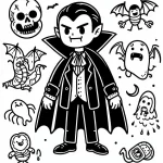 coloriage Halloween Vampire et decoupage