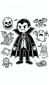 coloriage Halloween Vampire et decoupage