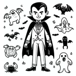 coloriage Halloween Vampire et decoupage a imprimer gratuit