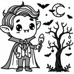 coloriage Halloween Vampire en ligne pour enfant