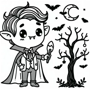 coloriage Halloween Vampire en ligne pour enfant