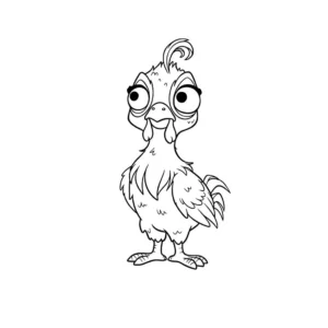 coloriage Hei Hei (le coq) avec une expression amusante et dessin a imprimer