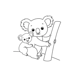coloriage Koala et bébé a colorier en ligne