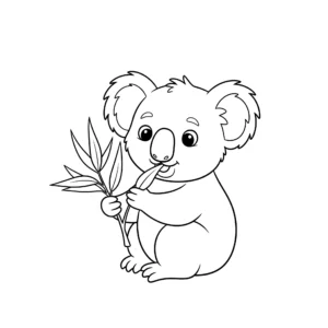 coloriage Koala mangeant une feuille d’eucalyptus à imprimer pour enfant de 3 ans