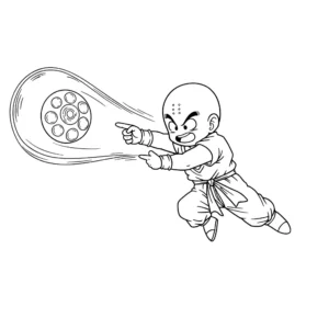coloriage Krillin lançant un Kienzan de pour enfants