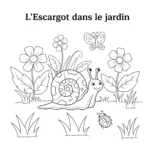 coloriage L’Escargot dans le Jardin pour enfants a imprimer