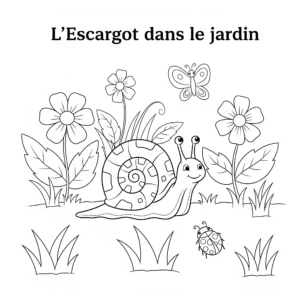 coloriage L’Escargot dans le Jardin pour enfants a imprimer