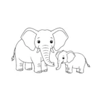 télécharger coloriage La famille éléphant gratuit