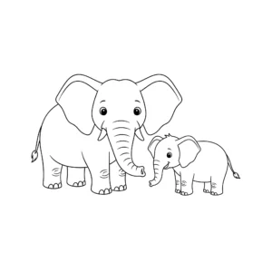 télécharger coloriage La famille éléphant gratuit