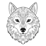 imprimer coloriage La tête d’un loup avec des motifs pour enfant