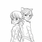 coloriage Ladybug et Chat Noir Dos à Dos pour enfant de à imprimer