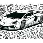 coloriage Lamborghini à imprimer pour enfant de 6 ans