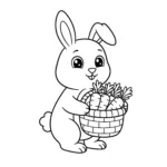 coloriage Lapin avec un panier de carottes a colorier en ligne gratuitement