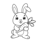 coloriage Lapin tenant une carotte pour enfant gratuit
