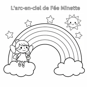 coloriage L’arc en ciel de Fée Minette à imprimer kawaii