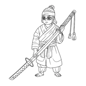 coloriage Le Katana de Nichirin de Giyu Tomioka gratuit pour enfants