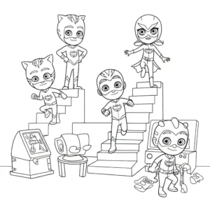 coloriage Le QG des Pyjamasques educatif pour enfant