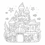 coloriage Le château de corail de Barbie sirène pour enfant de 6 ans