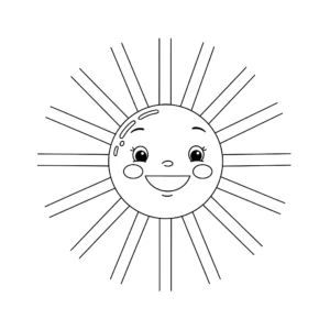 coloriage Le soleil avec des rayons colorés a imprimer gratuitement