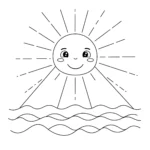 coloriage Le soleil et la mer pour enfant de 3 ans