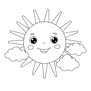 coloriage Le soleil et les nuages à imprimer pdf gratuit