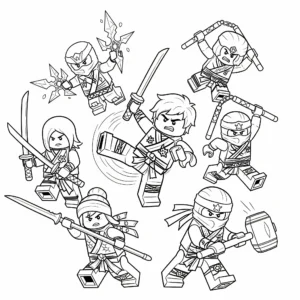 coloriage L’équipe Ninjago en action pour enfants a imprimer gratuit
