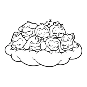 coloriage Les P’tichous font la sieste et dessin a imprimer
