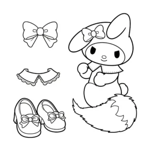 coloriage Les accessoires de My Melody pour enfants a imprimer gratuit