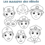 coloriage Les masques des héros à imprimer pour enfant de 3 ans