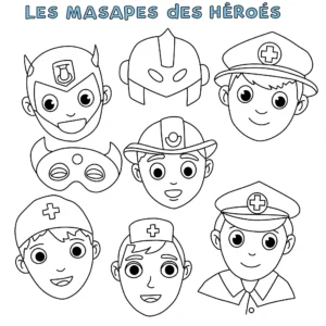 coloriage Les masques des héros à imprimer pour enfant de 3 ans