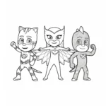 coloriage Les trois héros en pyjama pour bebe a imprimer