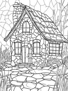 coloriage Maison à imprimer kawaii