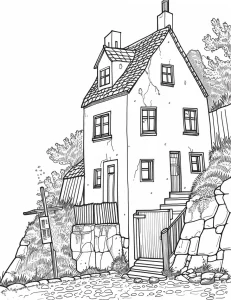 coloriage Maison à imprimer pour enfant de 12 ans