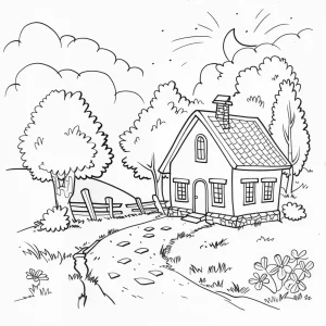 coloriage Maison à imprimer pour enfant de 4 ans