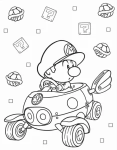 coloriage Mario Kart a imprimer pour enfant de 4 ans