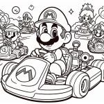 coloriage Mario Kart à imprimer pour enfant de 3 ans