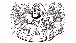 coloriage Mario Kart à imprimer pour enfant de 3 ans